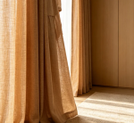 Custom-made milk tea/brown solid color linen blackout sheer curtains