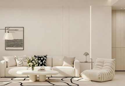 Minimalist Cream-White "Quiet Luxury" Living Room Design Package