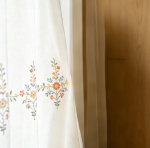 Custom country-style colorful floral embroidered linen curtains (width/height customizable)