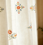 Custom country-style colorful floral embroidered linen curtains (width/height customizable) - Image 2
