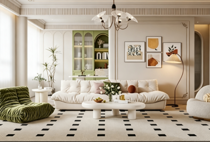 Complete Design Scheme for a Fresh, Cream-Toned French Vintage Living Room
