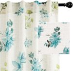 Custom Blue Floral Linen Curtains | Optional Rod Bag/Hanging Straps | Semi-Transparent Vintage Farmhouse Style, Custom Designs Based on Your Images Available - Image 2